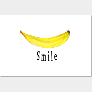 Smile - banana in watercolors Posters and Art